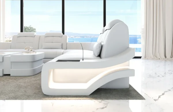 Kunstleder Wohnlandschaft Euphoria mit Ottomane U-Form XL Mini – Bild 18
