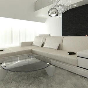 Webstoff Ecksofa Merina mit Ottomane L-Form S