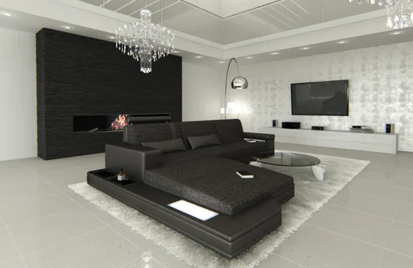 Webstoff Ecksofa Merina mit Ottomane L-Form S – Bild 24
