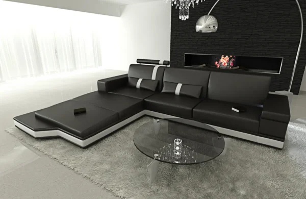 Kunstleder Ecksofa Merina mit Ottomane L-Form S – Bild 17