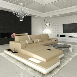 Kunstleder Ecksofa Merina mit Ottomane L-Form S