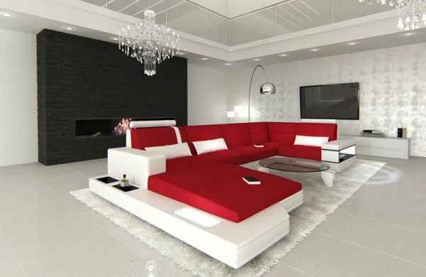 Mikrofaser Wohnlandschaft Merina mit Ottomane U-Form L – Bild 36