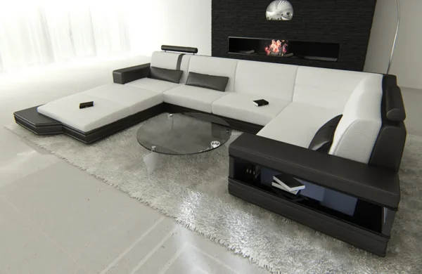Mikrofaser Wohnlandschaft Merina mit Ottomane U-Form L – Bild 17