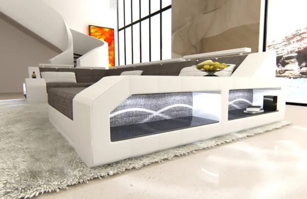 Webstoff Wohnlandschaft Minerva mit Ottomane U-Form L – Bild 11