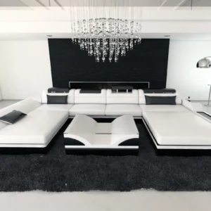 Kunstleder Wohnlandschaft Mirella mit Ottomane U-Form L