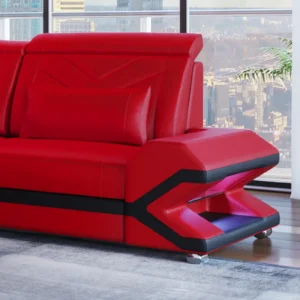 Büffelleder Wohnlandschaft Noctis mit Ottomane U-Form XL Mini