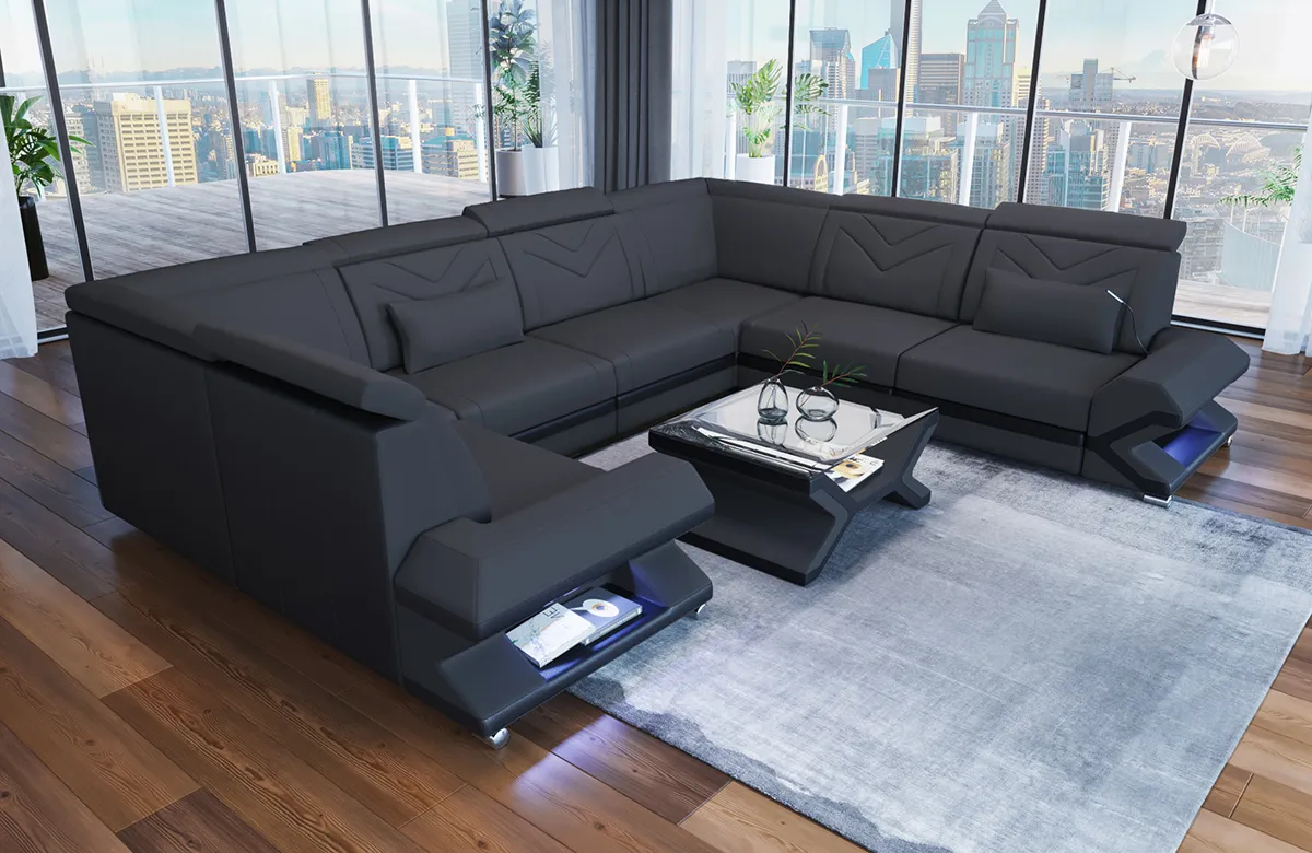Mikrofaser Wohnlandschaft Noctis U-Form XL Mini