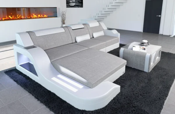 Webstoff Ecksofa Prestivo mit Ottomane L-Form S Mini – Bild 5