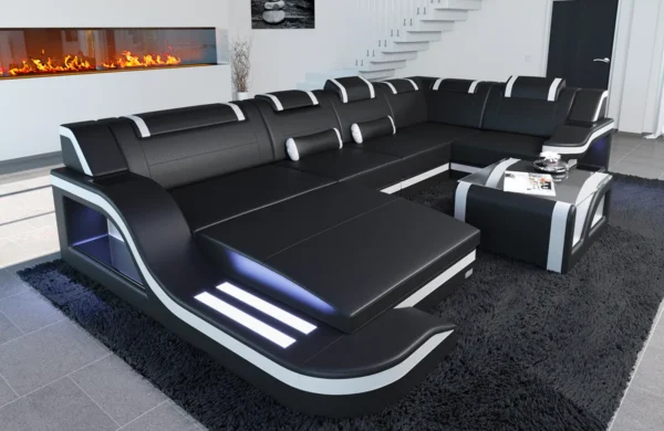 Kunstleder Wohnlandschaft Prestivo mit Ottomane U-Form L – Bild 13