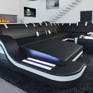 Kunstleder Wohnlandschaft Prestivo mit Ottomane U-Form L