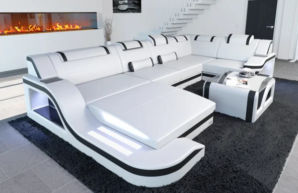 Kunstleder Wohnlandschaft Prestivo mit Ottomane U-Form L – Bild 29