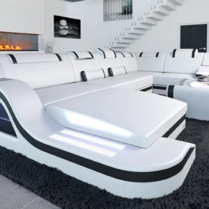 Kunstleder Wohnlandschaft Prestivo mit Ottomane U-Form L