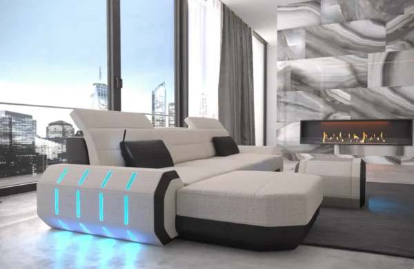 Webstoff Ecksofa Regalia mit Ottomane L-Form S Mini – Bild 8