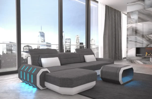 Webstoff Ecksofa Regalia mit Ottomane L-Form S Mini – Bild 13