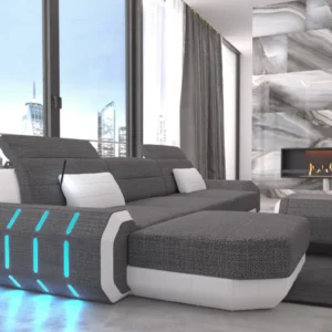 Webstoff Ecksofa Regalia mit Ottomane L-Form S Mini
