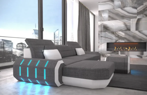 Webstoff Ecksofa Regalia mit Ottomane L-Form S Mini – Bild 14