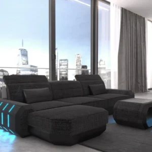 Webstoff Ecksofa Regalia mit Ottomane L-Form S Mini