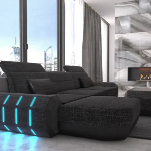 Webstoff Ecksofa Regalia mit Ottomane L-Form S Mini