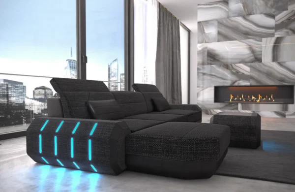 Webstoff Ecksofa Regalia mit Ottomane L-Form S Mini – Bild 2