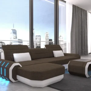 Webstoff Ecksofa Regalia mit Ottomane L-Form S Mini