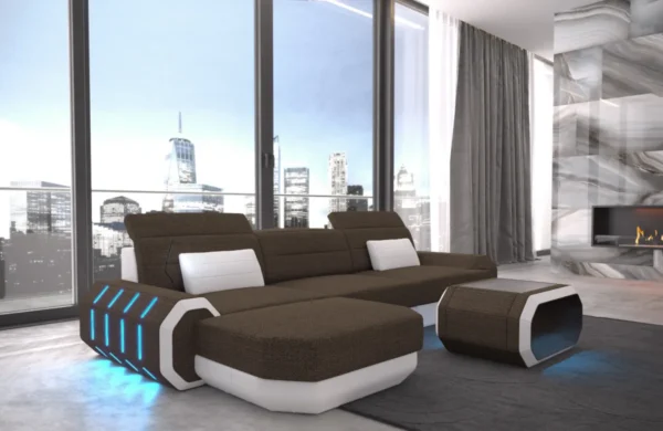 Webstoff Ecksofa Regalia mit Ottomane L-Form S Mini – Bild 10