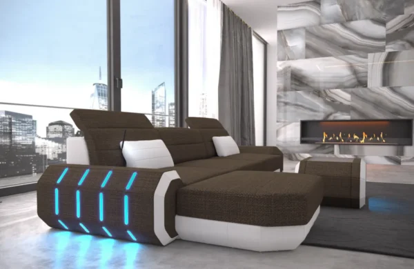 Webstoff Ecksofa Regalia mit Ottomane L-Form S Mini – Bild 11