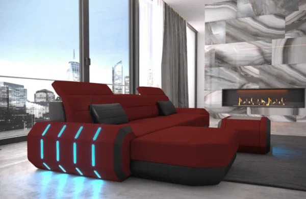 Mikrofaser Ecksofa Regalia mit Ottomane L-Form S – Bild 14