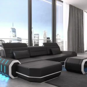 Echtleder Ecksofa Regalia mit Ottomane L-Form S Mini