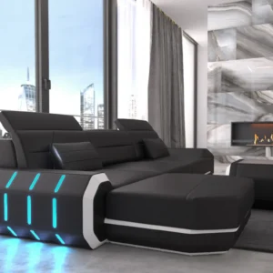 Echtleder Ecksofa Regalia mit Ottomane L-Form S Mini