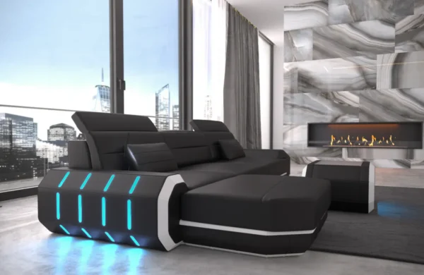 Echtleder Ecksofa Regalia mit Ottomane L-Form S Mini – Bild 8