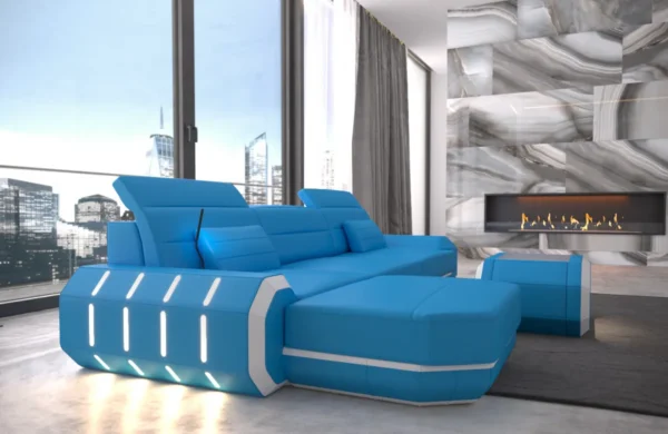 Echtleder Ecksofa Regalia mit Ottomane L-Form S Mini – Bild 5