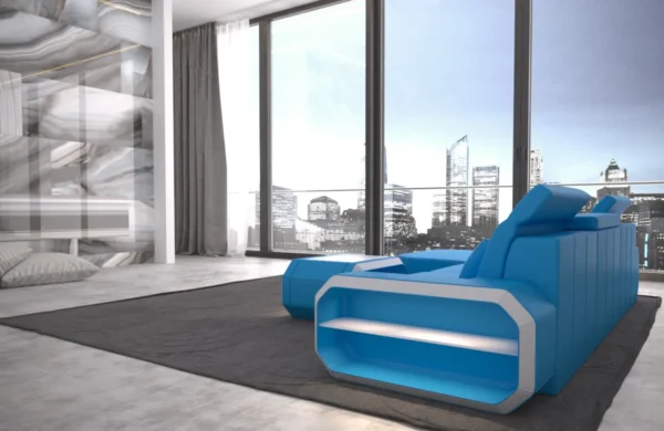 Echtleder Ecksofa Regalia mit Ottomane L-Form S Mini – Bild 6