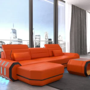 Echtleder Ecksofa Regalia mit Ottomane L-Form S Mini