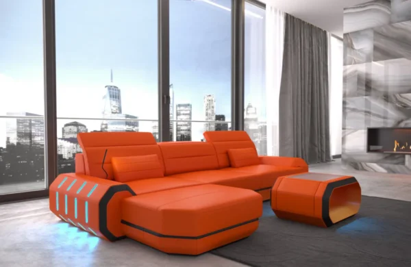 Echtleder Ecksofa Regalia mit Ottomane L-Form S Mini
