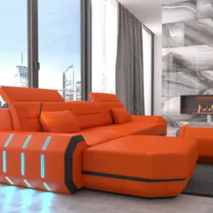 Echtleder Ecksofa Regalia mit Ottomane L-Form S Mini
