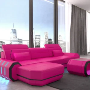 Kunstleder Ecksofa Regalia mit Ottomane L-Form S