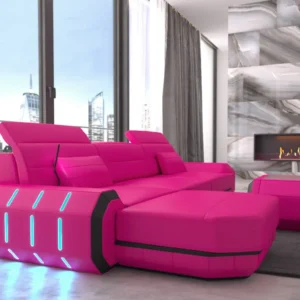 Kunstleder Ecksofa Regalia mit Ottomane L-Form S