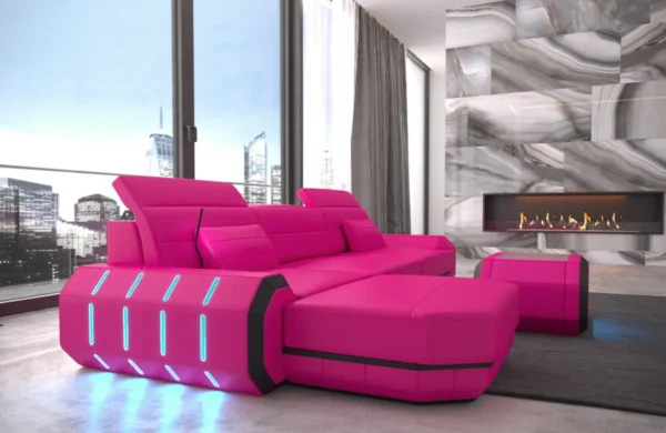 Kunstleder Ecksofa Regalia mit Ottomane L-Form S – Bild 2