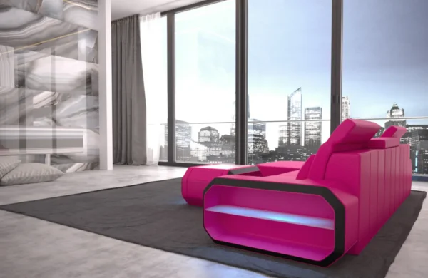 Kunstleder Ecksofa Regalia mit Ottomane L-Form S – Bild 3