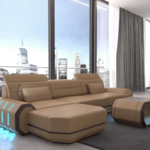 Echtleder Ecksofa Regalia mit Ottomane L-Form S Mini