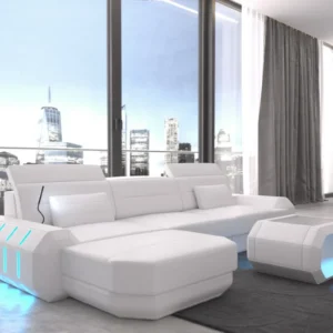 Echtleder Ecksofa Regalia mit Ottomane L-Form S Mini