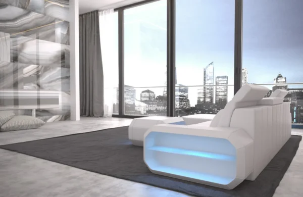 Echtleder Ecksofa Regalia mit Ottomane L-Form S Mini – Bild 15
