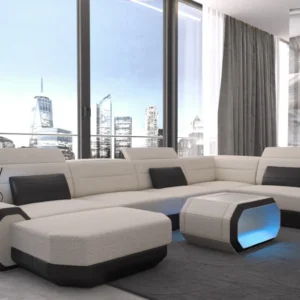 Webstoff Wohnlandschaft Regalia mit Ottomane U-Form L Mini