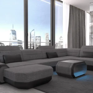 Webstoff Wohnlandschaft Regalia mit Ottomane U-Form L Mini