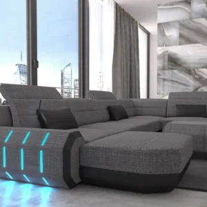 Webstoff Wohnlandschaft Regalia mit Ottomane U-Form L Mini