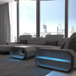 Webstoff Wohnlandschaft Regalia mit Ottomane U-Form L Mini