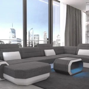 Webstoff Wohnlandschaft Regalia mit Ottomane U-Form L Mini