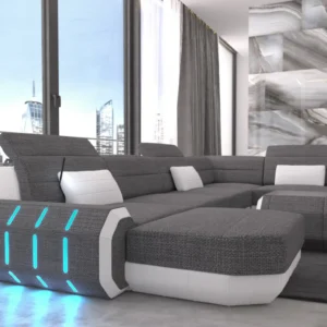Webstoff Wohnlandschaft Regalia mit Ottomane U-Form L Mini