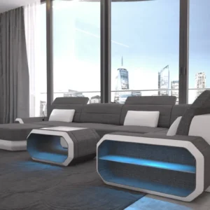 Webstoff Wohnlandschaft Regalia mit Ottomane U-Form L Mini