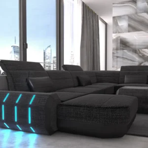 Webstoff Wohnlandschaft Regalia mit Ottomane U-Form L Mini